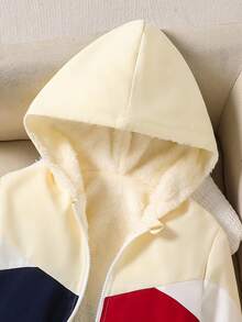 秋冬款青少年女孩休闲拉链连帽夹克，带保暖衬里 - 彩色 - 查看 7