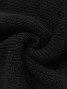 Chiquease pull élégant pour femmes à col montant et manches chauve-souris, couleur unie - Noir - Voir 6