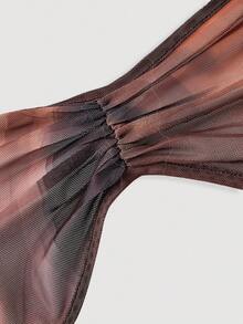 SHEIN MOD 2pcs Women's Criss-Cross Halter Neck Ruched Waist Fashionable Tops, Fall/Winter, Women's Costume ,Casual For Women, Clothes Women, ,Thanksgiving Winter ,Party Top, Christmas - Multicolor - View 3