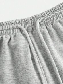 SHEIN 少女浅灰色侧褶运动裤