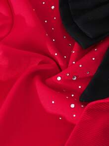 SHEIN 2 件套青少年女孩休闲图案 T 恤和印花裤，带包，年轻女士时尚服装 - 紅色 - 查看 4