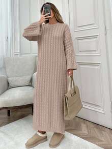 Váy len dệt kim dài cho nữ - Màu hồng gỉ - Xem 6