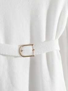 GlowEve 女式优雅花卉印花领长袖针织连衣裙，秋冬 - 白色 - 查看 4