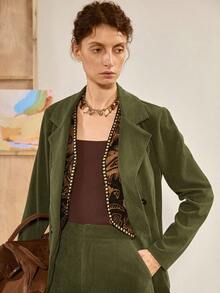 Florisole Women's Elegant Casual/Office Corduroy Long Sleeve Suit Set