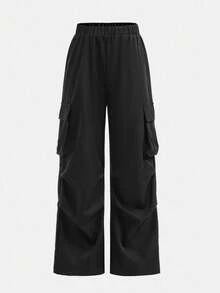 Girlism 少女纯色字母印花连帽运动衫和工装裤两件套，休闲 - 彩色 - 查看 6