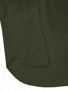 SHEIN LUNE Chaqueta casual de unicolor, versátil para el transporte, otoño/invierno - Verde Oscuro - View 7