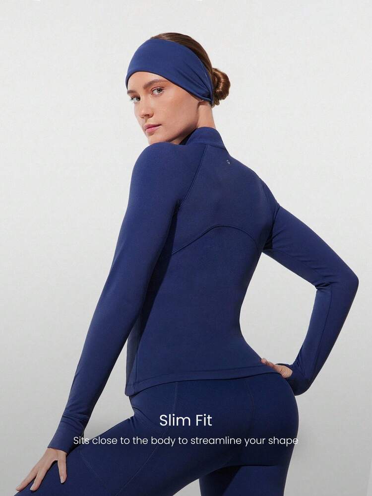 FeatherFit™ - Chaqueta de manga larga con forro polar delgado y cálido, con ojales para el pulgar, para otoño, invierno, yoga y uso diario casual