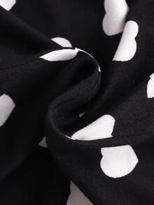 Baby Girl Snug Fit Polka Dot Knitted Elastic Waistband Long Pants 2pcs Set, Cute And Versatile - Black - View 7