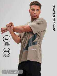 ARC Men's Casual Breathable Summer Short Sleeve T-Shirt Workout Tank Summer - Brown - View 1