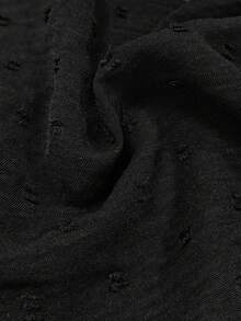 EMERY ROSE Casual Versatile Commute Solid Color Textured Long Sleeve Shirt - Black - View 6