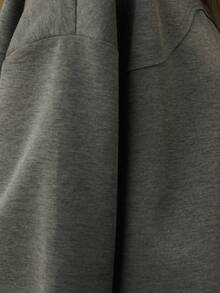 Nöista Cropped Sweatshirt With Structured Seam Details,Ribbed Cuffs,Grey Color,Sports Gym Winter,Luxury Party Black Autumn Casual Everyday - Dark Grey - View 6