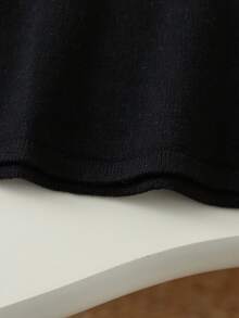 SHEIN Playful Pals Baby Girls Knitted Turtleneck Long Sleeve Sweater Dress, Versatile Black & Beige Color, Elegant Ruffled Hem & Bow Decor, Suitable For Autumn/Winter, Casual, Homewear, Outdoor, School, Travel Black And White Baby Dress Baby Girl Black Dress Black Dress White Collar Baby Baby Girl Black Knit Dress Toddler Black And White Dress Fall