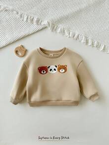 Cozy Pixies 男婴卡通动物图案针织柔软圆领长袖套头衫