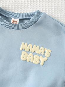 Cozy Pixies 2 pezzi/Set Tuta in maglia con fodera in pile per bimbo/bimba piccolo, maglione con grafica a lettere e pantaloni jogger in vita elastica, comoda per uso quotidiano, adatta per autunno/inverno, interno, esterno, sci, ritorno a scuola, quotidiano, sport, gioco, festa, festival, Ognissanti, Natale, Capodanno