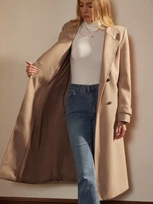 Écloséra 新款秋冬女款双排扣长款羊毛大衣（配腰带）