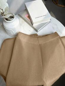 EMERY ROSE New Fashion Autumn/Winter Round Neck Fluffy Loose Casual Slouchy Knitted Wide Leg Pants & Sweater 2 Pieces Set - Brown - View 6