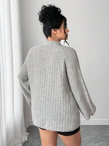SHEIN Elenzya Soft & Fluffy Gray Sweater + Bow, Gorgeous For Autumn/Winter! - Light Grey - View 2