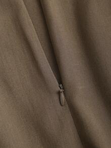 Sweetra 女士优雅通勤风 A 字裙，垂坠设计，修身效果，春秋季 - 卡其色 - 查看 3