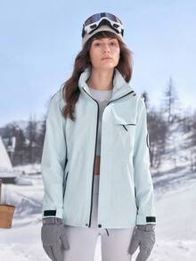 In My Nature 女士字母印花长袖休闲连帽户外风衣夹克 - 淺藍色 - 查看 5