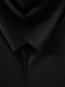 Claim Dot Men Summer Casual Loose Draped Neck Solid Color Plain Short Sleeve T-Shirt, Boyfriend Gift, For Going Out, For Fall - Black - View 4