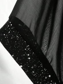 EMERY ROSE 女士优雅银箔网眼撞色衬衫 - 黑色 - 查看 6