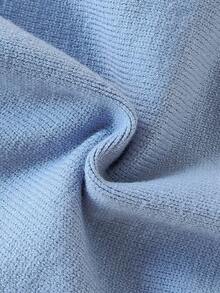 SHEIN 男婴休闲圆领麻花针织连体裤，秋季 - 淺藍色 - 查看 9