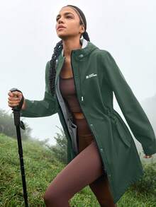 In My Nature 女式前拉链长袖口袋休闲户外连帽雨衣徒步旅行女装