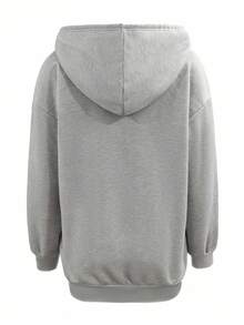 SHEIN 女士宽松休闲开襟卫衣 - 灰色 - 查看 2