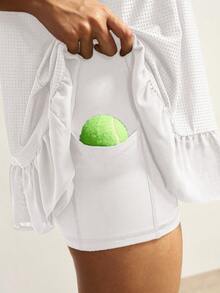 VARSIVA Women's Loose Sleeveless Ruffle Hem Backless Sports Dress - White - View 7