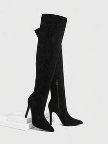 Daringsoles Women's Elastic Boots, Skinny Boots, Pointed Toe Stiletto High Heel Sexy Party Boots, Over-The-Knee Suede Red Boots, Women's Tall Boots, Autumn/Winter For Christmas