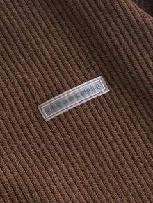 SWAVVY 男士宽松字母印花 Polo 领长袖套头衫，秋冬休闲款 - 咖啡棕 - 查看 4