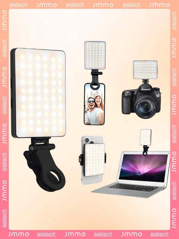 JMMO 1 PC 60 LED Fill Light Selfie Light Phone Light 3 In 1 Light Color Changeable White / Warm White Dimmable Brightness Type-C 5V Rechargeable Pink / White / Black / Purple Fill Light For Photography Online Meeting Phone, Camera, Laptop, IPad, Video Conference