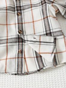 Cozy Pixies 男婴彩色格子翻领长袖开衫衬衫，百搭舒适的复古格子衬衫，绅士风格，休闲日常穿着，适合学校、居家、户外活动、返校季、日常穿着、运动、玩耍、派对、节日、万圣节、圣诞节、新年、情人节等多种场合。 - 彩色 - 查看 7