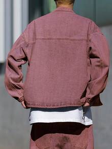 Manfinity EMRG Chaqueta vaquera casual lavada y vintage para hombre, para el otoño - Color caoba - Ver 2