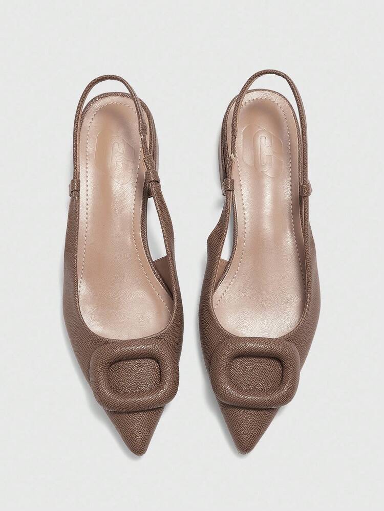 CUCCOO BIZCHIC Women's Casual Solid Color Backless Pointed Toe Flat Shoes For Christmas - Chocolate Brown - View 2