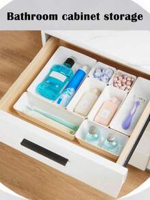 Boîte de rangement en plastique blanc 4 6 5 9 pièces Ensemble d'organisateurs à tiroirs Plateau multifonctionnel pour salle de bain, coiffeuse, maquillage, cosmétiques, chambre, cuisine, bureau, petits outils. Solution de rangement et de décoration pour la maison - Blanc - Voir 10