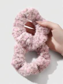 ROMWE Kawaii 2 件套别致复古豹纹蓬松发圈，韩式精致，适合女性日常佩戴，节日礼物发带马尾辫发圈发绳 - 紫色-22 - 查看 6