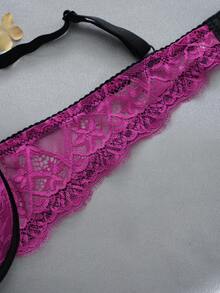 3件套性感蕾丝支撑浪漫简约钢圈可调节女士文胸 - 彩色 - 查看 8