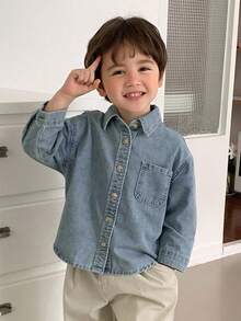 DAZY Toddler Boys' Loose Casual Denim Shacket, Fall