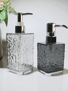 1 件浴室乳液瓶和泡沫瓶，适用于洗发水、沐浴露、护发素、液体肥皂，300ml/400ml 灰白塑料水波纹可再填充空洗发水泵瓶，浴室盥洗用品，易于清洁和使用 - 彩色 - 查看 11