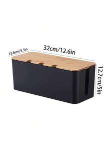 Large Cable Management Box – Wooden Style Cord Organizer And Cover For TV Wires, Computer, USB Hub And Under Desk Power Strip – ABS Material