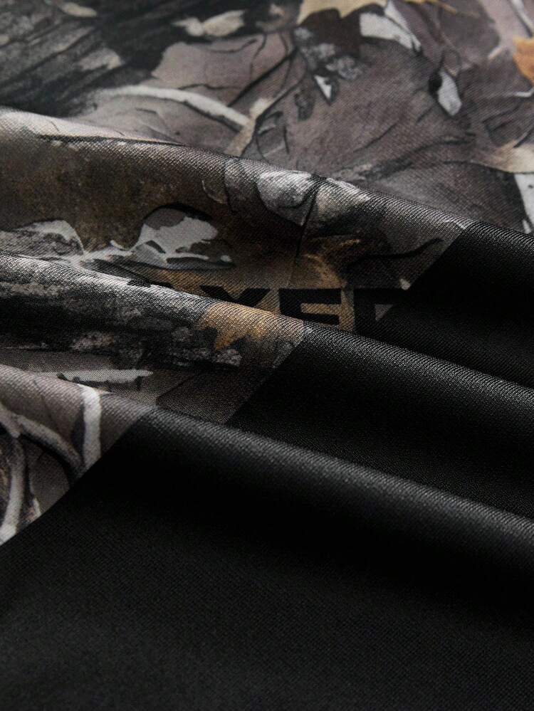 AXEPEAK 男士迷彩印花拼布T恤和裤子套装 - 彩色 - 查看 9