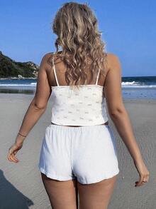 SHEIN EZwear 可爱蝴蝶结装饰大码女式休闲性感吊带背心