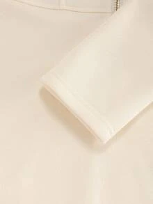 GlowEve 女士针织金色拉链装饰连帽卫衣连衣裙，法式休闲日常通勤时尚法式优雅街头复古百搭假日商务奶油米色/象牙色长袖连衣裙，秋冬 - 杏色 - 查看 5