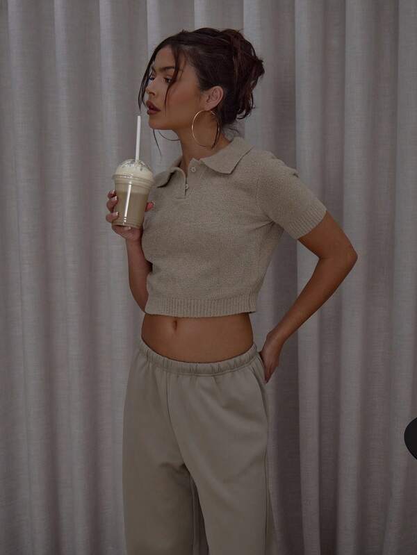 MUSERA Polo corto de punto suave, elegante y casual, ropa de calle sexy para salir, otoño, fiesta de noche, elegante Navidad