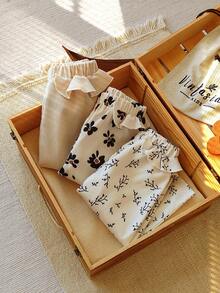 Vintaside Kids 3 件套灯芯绒印花荷叶边松紧腰直筒裤，适合婴幼儿女孩