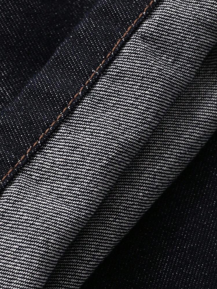 Young Boys Dark Wash Everyday Casual Denim Jeans Long Straight Leg Pants With Zipper Details