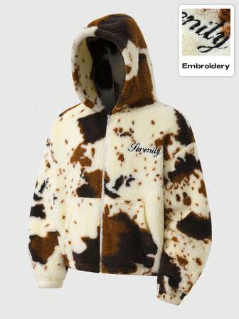 Street Life Sudadera con capucha de forro polar con estampado de vaca para hombre, estilo callejero casual americano para otoño/invierno