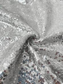 Cravure Plus Size Fashionable Party Sequin Wide Leg Pants - Silver - View 3