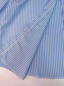 Franclia Chemise tissée décontractée rayée grande taille, automne/hiver - Bleu azur - Voir 4